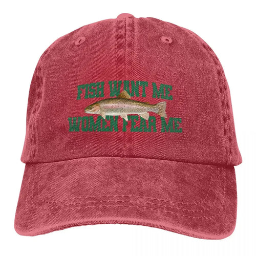 Pure Color Dad Hats Fish Want Me Women