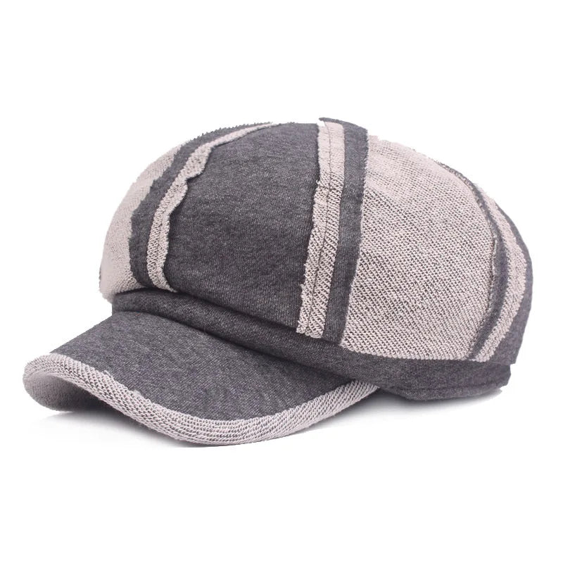 Street Style Octagonal Cap Women's Distressed Painter Cap