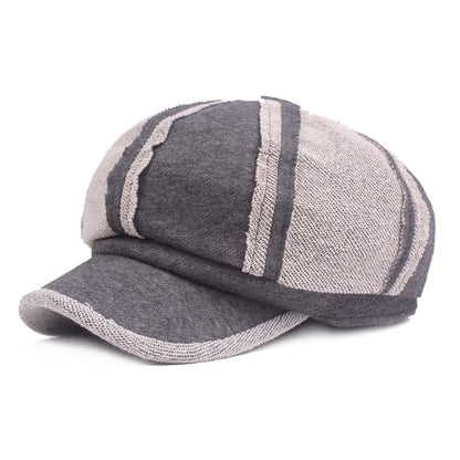 Street Style Octagonal Cap Women's Distressed Painter Cap