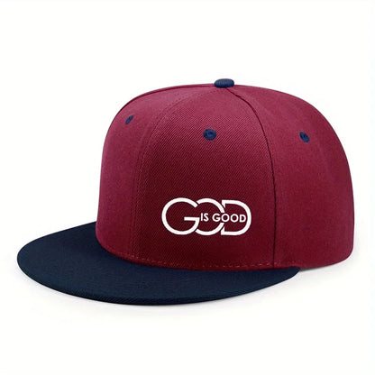 Unisex Adjustable Baseball Cap Street Flat Brim Hat Printed God Is Good Casual Headwear Men And Women