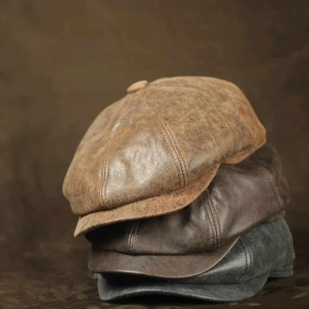 2024 Spring/Winter Genuine Leather Retro Hat