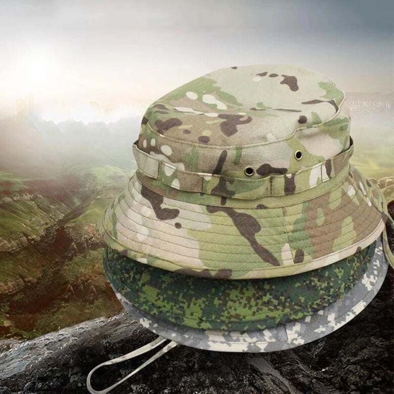 Men's Panama Hat Bucket Hat Tactical Sunscreen Camouflage Outdoor