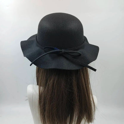 Fedora Hat Women's Autumn Wave Curled English Retro Versatile Fisherman Hat