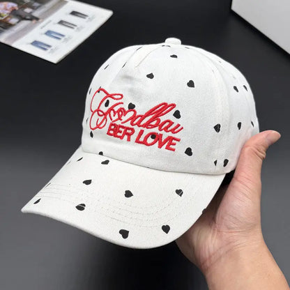 Korean Version Heart Letter Embroidered Polka Dot Baseball Cap