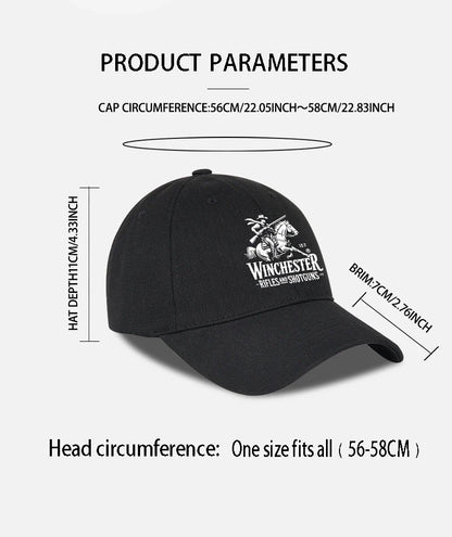 Winchester Cowboy Logo Print Soft Top Baseball Cap Soft Comfortable Breathable Adjustable Retro Western Style