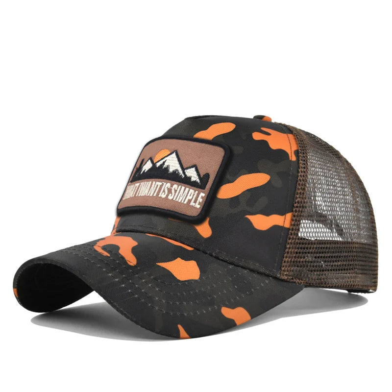 Brand Letter Mesh Breathable Hat Women Men Embroidery Baseball Cap