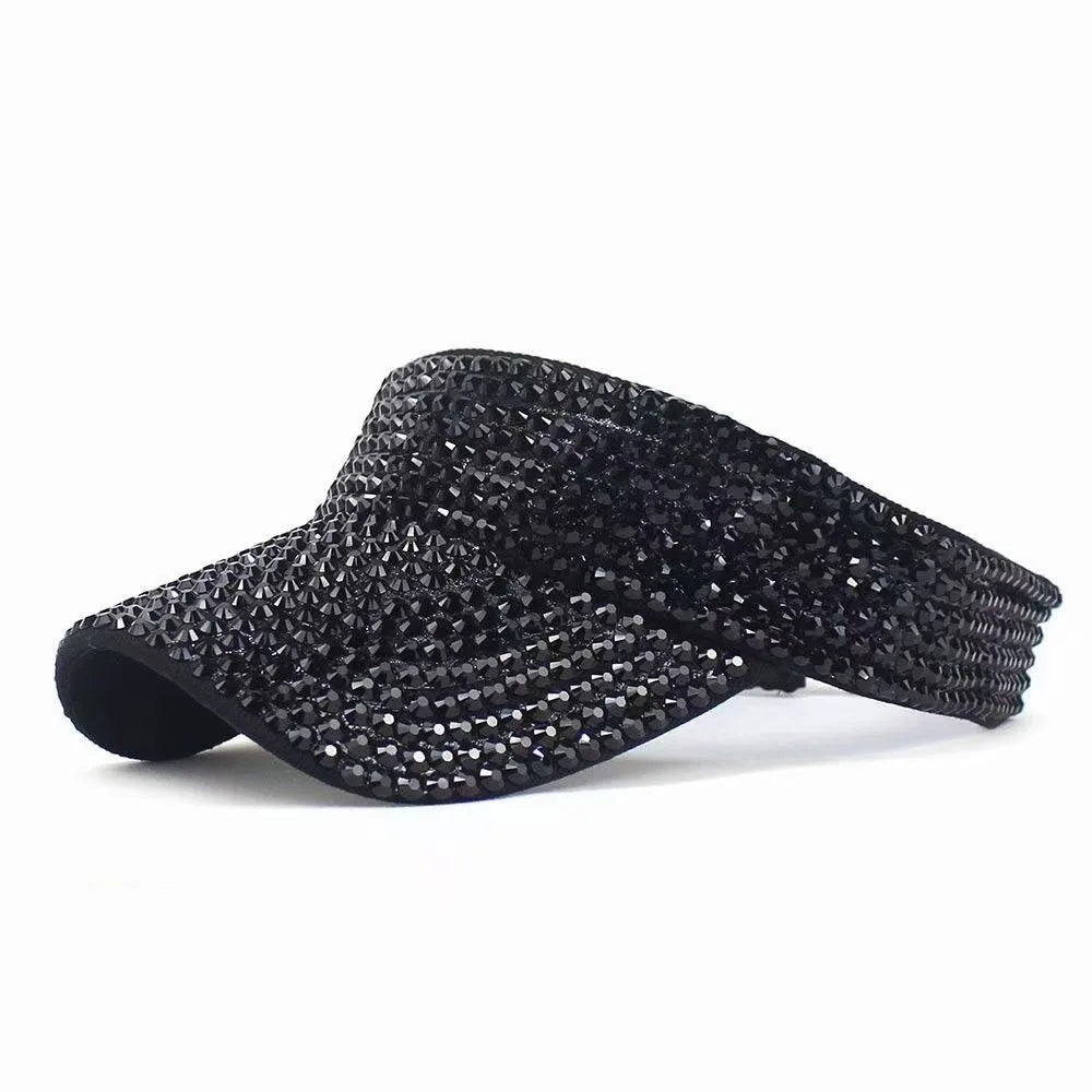 Rhinestone Empty Top Cap Casual Women Sun Visor