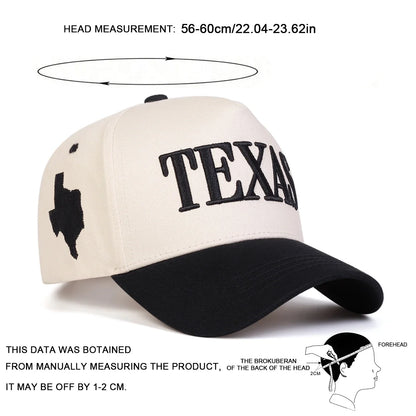 Unisex Texas Letter Embroidery Baseball Caps Spring Autumn