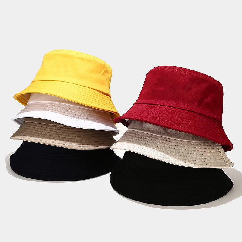 Unisex Simple Summer Solid Cotton Bucket Hat For Women