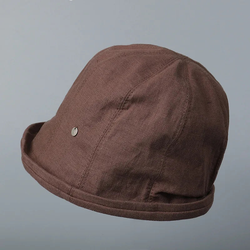 Linen Curled Edge Sun Hats For Women Foldable Bucket Hat Summer Visors Caps