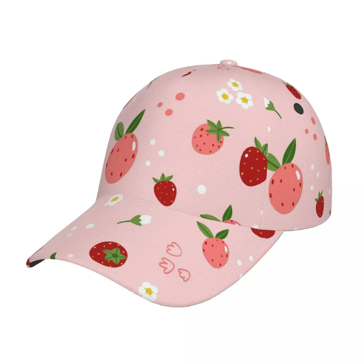 Strawberry Pattern Baseball Cap Adjustable Polyester Snapback Hat