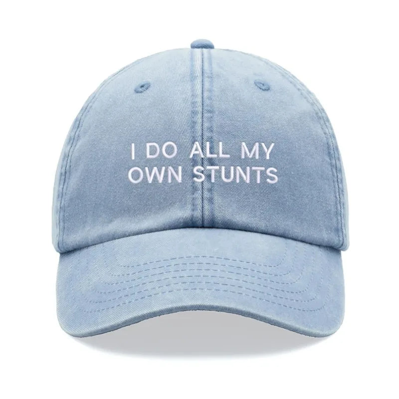 1pc "I Do All My Own Stunts" Baseball Caps Men Vintage Washed Dad Hat