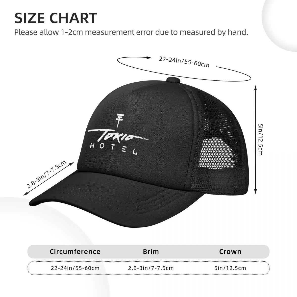 Unisex Tokio Hotel Pop Music Hats Outdoor Mesh Baseball Cap