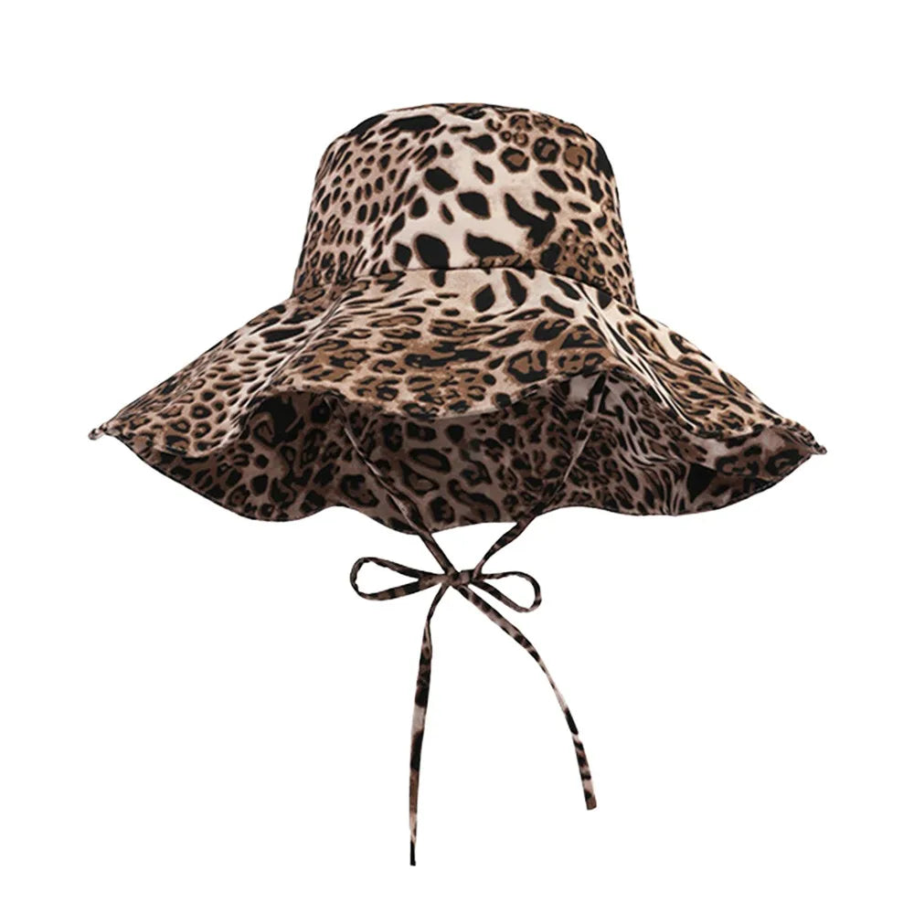 Black Dot Bucket Hats Leopard Print UV Protection Fisherman's Hat