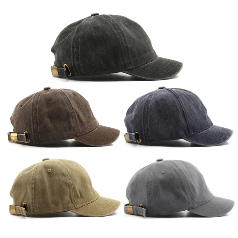 Fashion Short Brim Baseball Cap Adjustable Solid Color Bucket Panama Cap