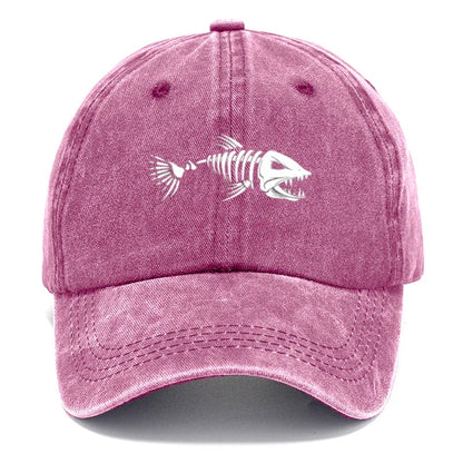 Customize Fish Bone Print Vintage Washed Cotton Baseball Cap