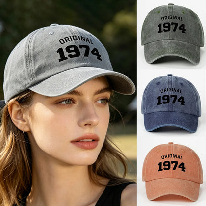 Personalized Cotton Original Born In 1974 Funny Birthday Gift Baseball Cap