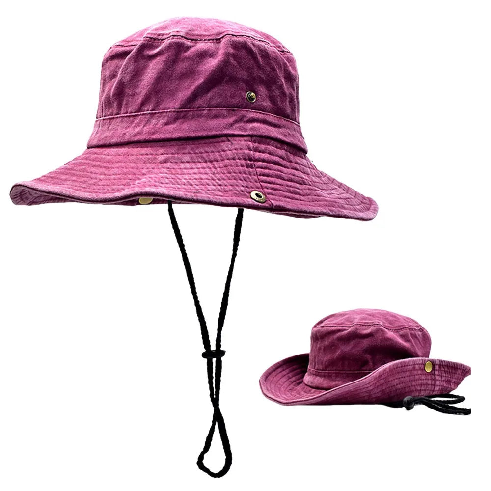 New Washed Cotton Bucket Hats Breathable UV Protection Panama Hat