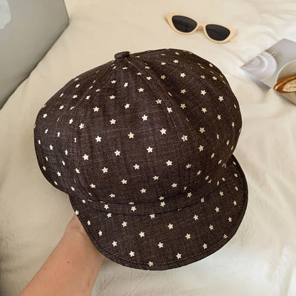 Y2K Polka Dot Star Jacquard Beret Hats