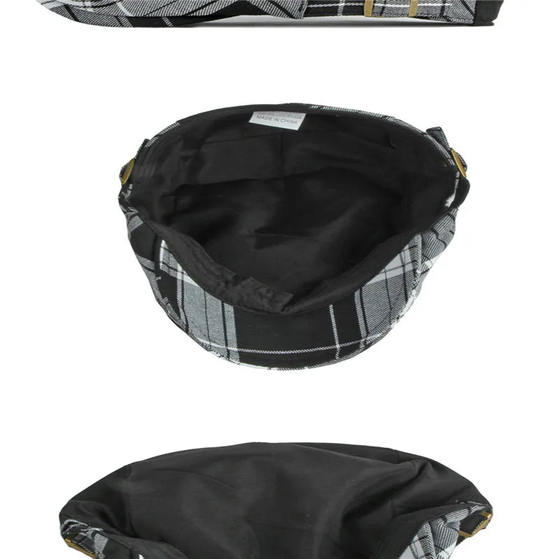 2022 Four Seasons Polyester Plaid Newsboy Caps