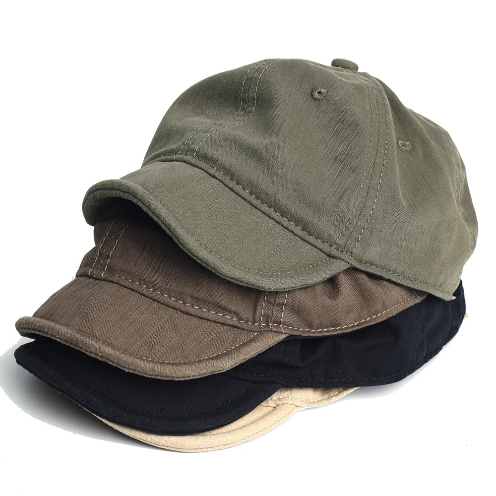 Vintage Short Brim Cotton Baseball Cap Men Women Dad Hat