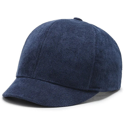 Men's Short Brim Baseball Cap Casual Solid Corduroy Soft Top Cap