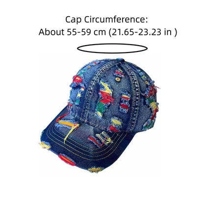 Adjustable Frayed Denim Baseball Cap