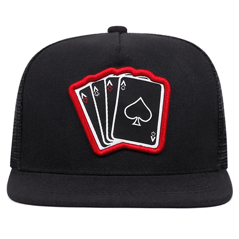 Poker A Four Flat Edge Hat Trendy Hip Hop Hat