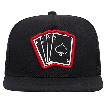 Poker A Four Flat Edge Hat Trendy Hip Hop Hat