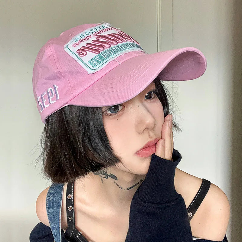 Pink Letter Baseball Caps for Women