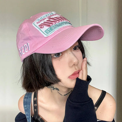 Pink Letter Baseball Caps for Women