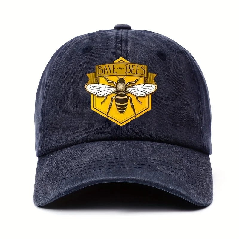 Bee Print Baseball Cap With Simple Design For Men And Women