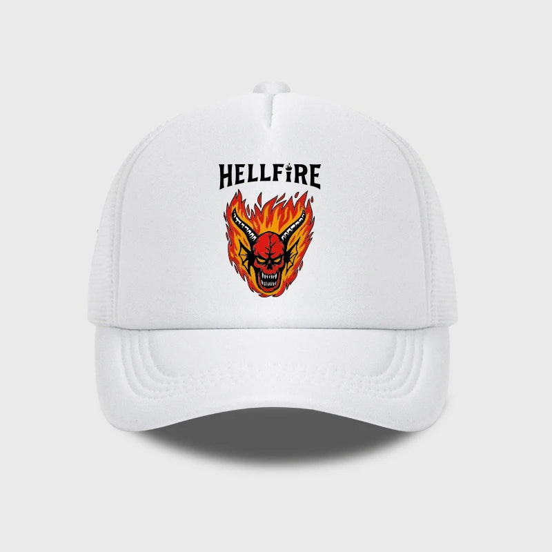 Hellfire Demon Flame Skull Print Baseball Cap Retro Streetwear Fashion