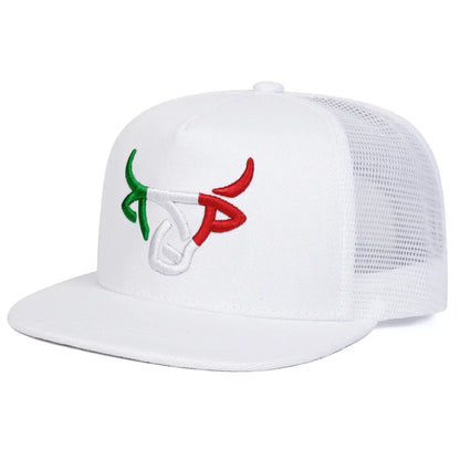Unisex Ox Head Embroidery Hip-hop Net Hats Spring and Summer