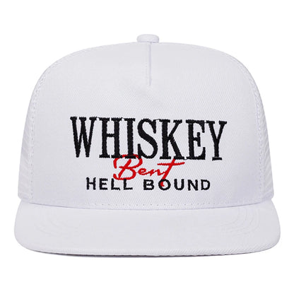 Simple and Creative New Mesh Hat Whiskey Embriodered Hip Hop Hat Outdoor Sunshade Hat Daily Leisure Flat Edge Baseball Hat