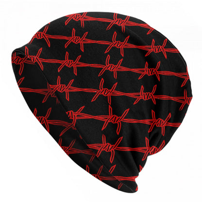 Red Black Chain Pattern Beanie Hats Bonnet Hats Men Women