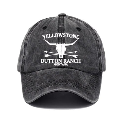 Vintage Washed Cotton Bull Skull Baseball Caps