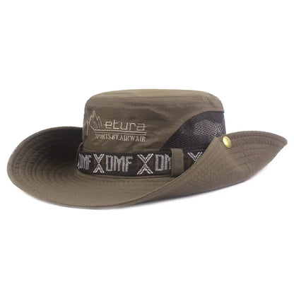 Summer Men Bucket Hat Outdoor UV Protection Wide Brim Panama Safari Hunting Hiking Hat