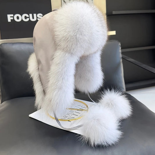 2026 100% Real Fox Fur Hats Women's Russian