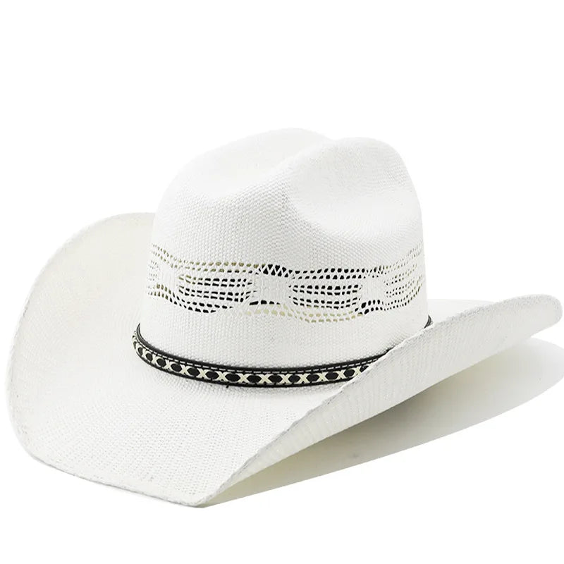 Handwoven Cavalier Style Trilby For Men Women Summer Vintage Leather Accent