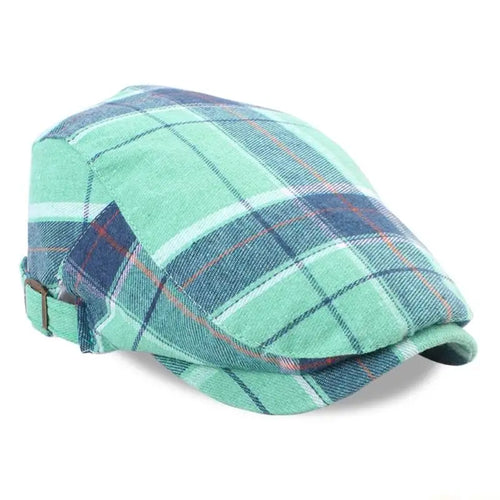 Fashionable Plaided Cap Soft Cotton Fabric British Vintage Hat