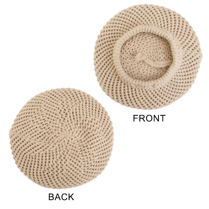 Autumn And Winter Style Double-Layered Mesh Beret Cap