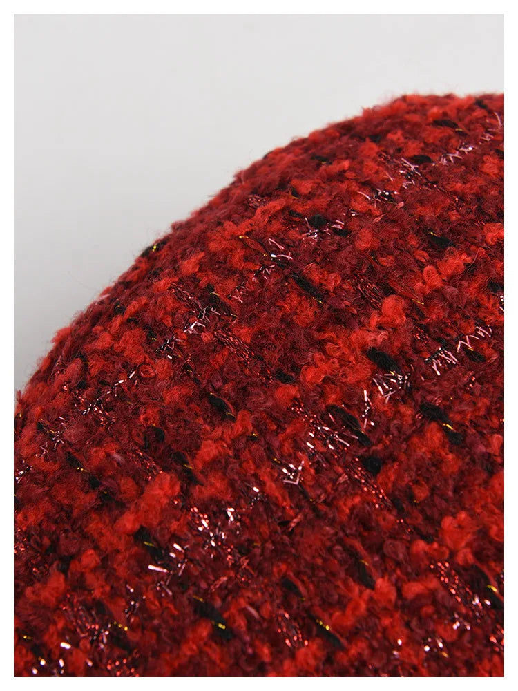 Red Beret Women Autumn Winter New British Retro Tweed Berets French