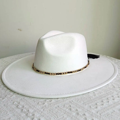 New Free People Rancher Suede Wide Brim Hat Felt Jazz Hat, Classic Church Hat