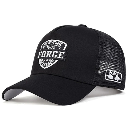 Unisex Force Letter Embroidery Baseball Net Caps Casual Hats Spring and Summer