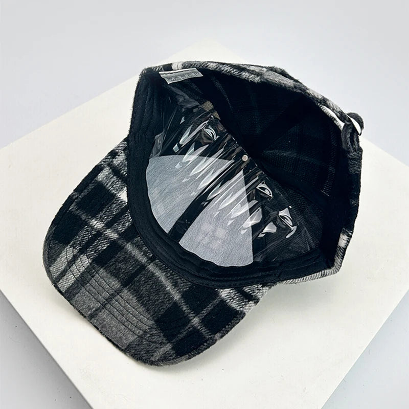 New Unisex British Style Plaid Color Block Baseball Hats
