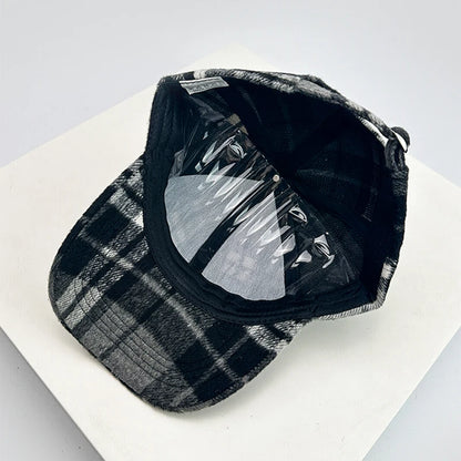 New Unisex British Style Plaid Color Block Baseball Hats