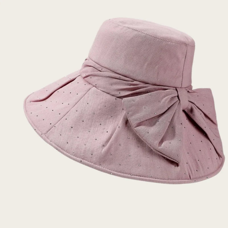 Brimmed Fabric Hat For Women Elegant Foldable Sun Hat