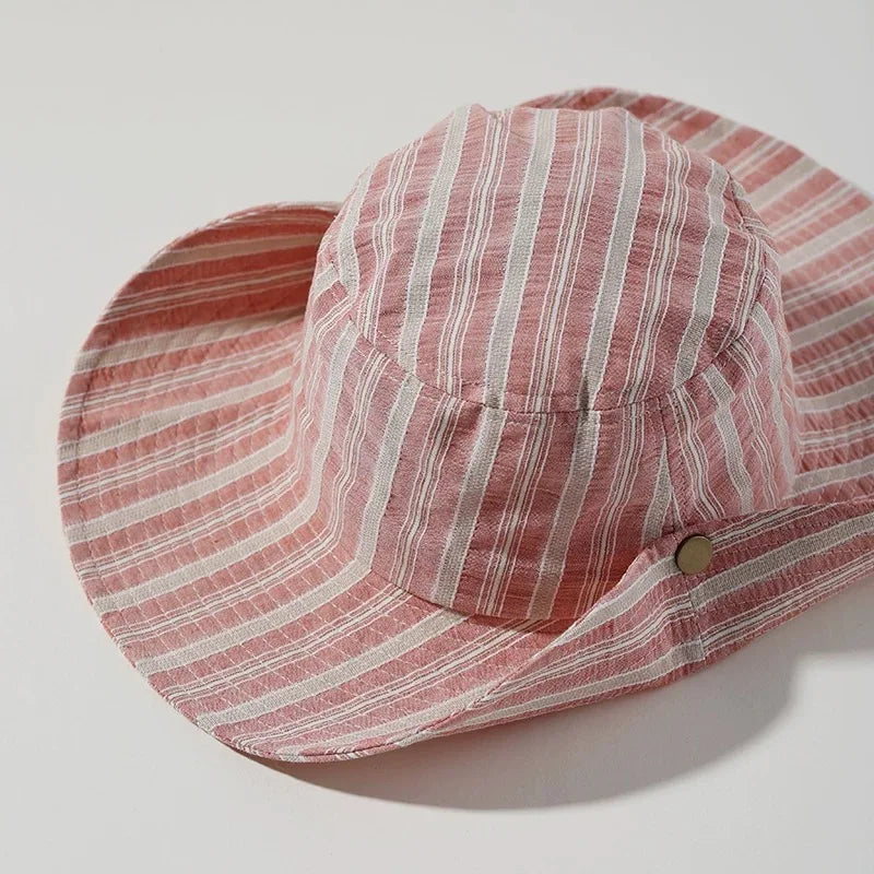 Simple Travel Striped Bucket Hat