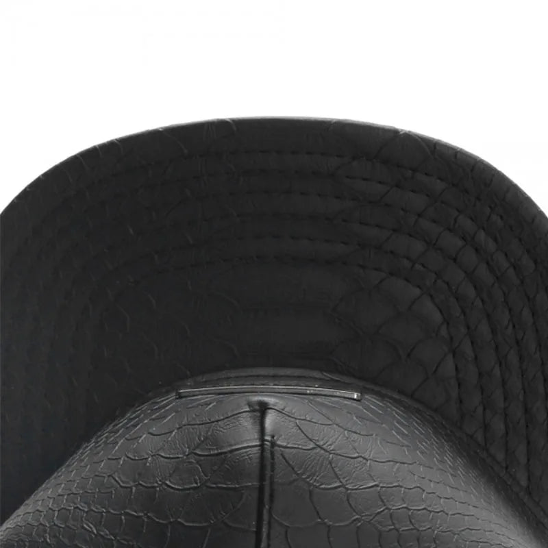 Fashion Hip Hop Hat Iron Tag Leather Checkered Pattern Adjustable Outdoor Adult Casual Sports Hat Baseball Cap